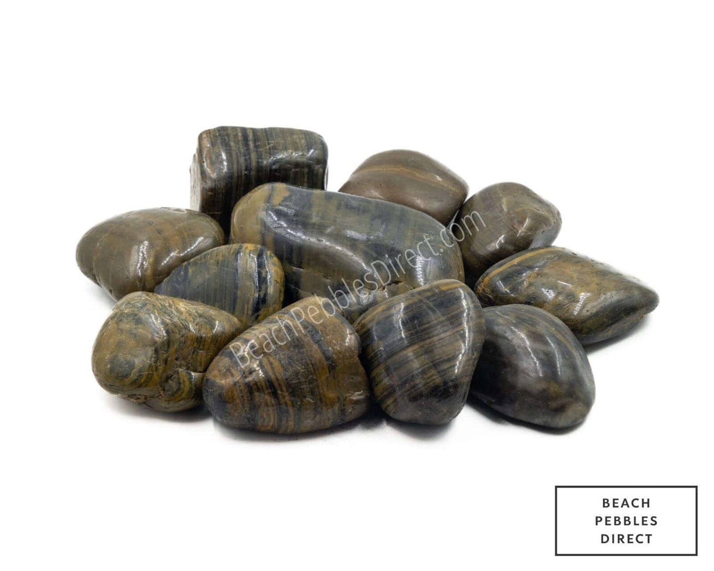 Tiger Striped Polished Beach Pebbles